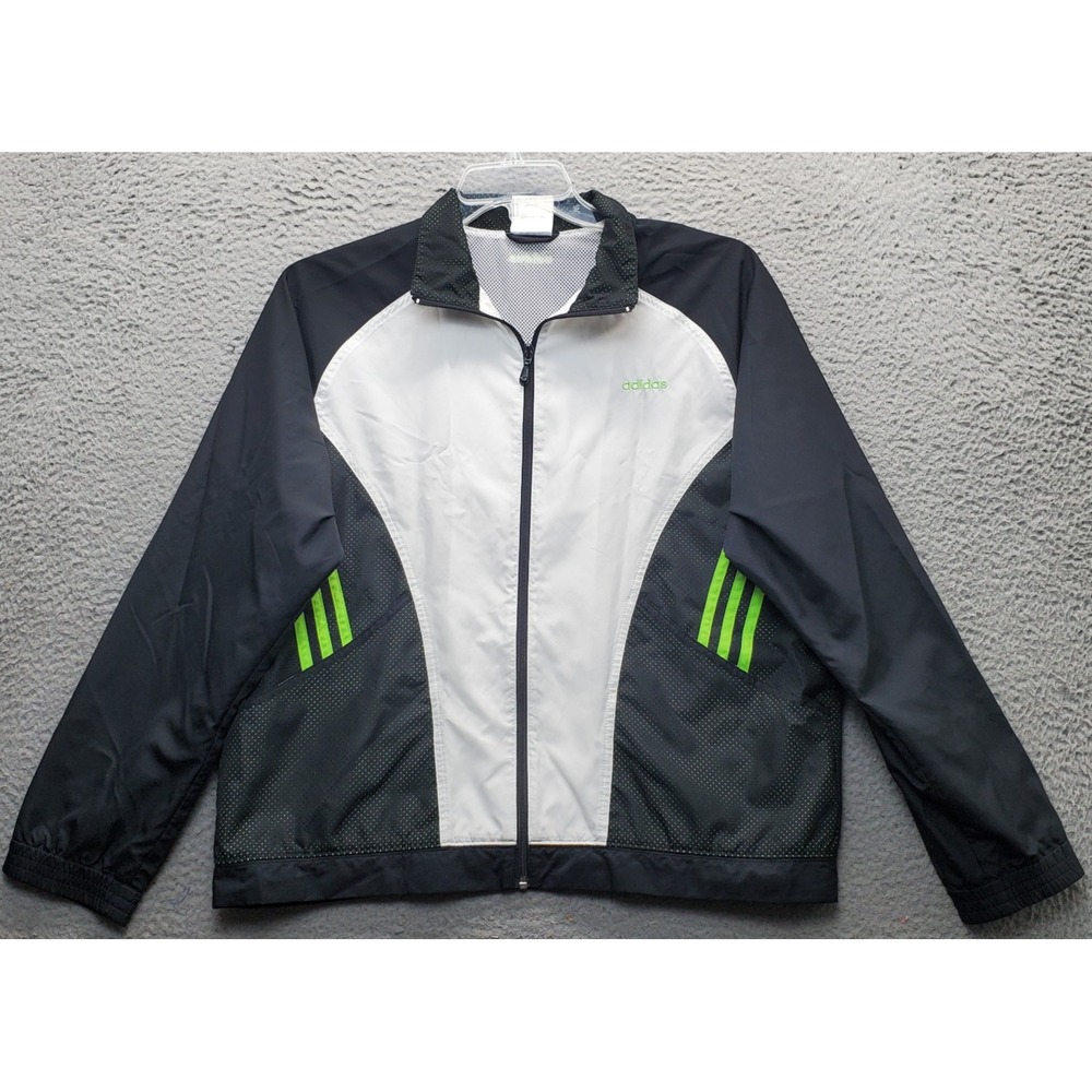 Adidas Track Jacket Womens XL Multi 3 Stripes Mesh Lined Windbreaker Full Zip
